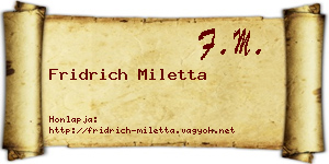 Fridrich Miletta névjegykártya